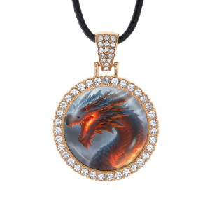 ALKS0249 Кулон со стразами Дракон, цвет светлое золото