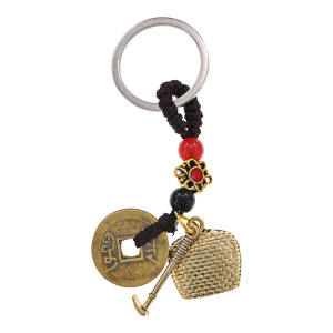 BK115-16 Брелок Денежный совок и пять монет, 9,5х3см