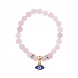 BS-CR-0075 Браслет Глаз (от сглаза и порчи) нат.камень Розовый кварц 8мм