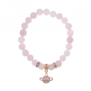BS-CR-0285 Браслет Сатурн (гармония и дисциплина) нат.камень Розовый кварц 8мм