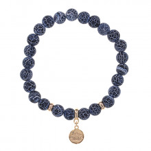 BS-CR-0867 Браслет Лотос (гармония и развитие) нат.камень синий Африк. агат 8мм