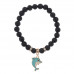 BS-CR-1029 Браслет Дельфин (добро, независимость, защита) нат.кам. Лава 8мм