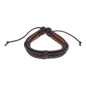 BS696-02 Плетёный кожаный браслет, 1,5см, цвет коричневый