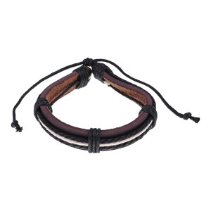 BS697 Плетёный кожаный браслет, 1см