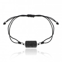 BS703 Браслет с бусиной из лавы, цвет чёрный
