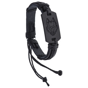 BS786 Кожаный браслет Волк, 1см