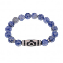 BSDS-01-18 Браслет с 3-глазой бусиной Дзи и нат.камнем Содалит