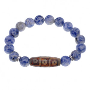 BSDS-28-18 Браслет с 9-глазой бусиной Дзи и нат.камнем Содалит