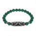BSDS8-17-12 Браслет с 3-глазой бусиной Дзи и синт.камнем Малахит