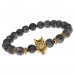 BSHE-10-08G Браслет - амулет Волк с нат.камнем Лабрадор 8мм