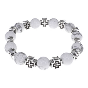 BSH-16-07 Браслет с крестами, Кахолонг, 10мм