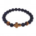 BSH-17-02 Браслет с крестом из Тигрового глаза, Синий авантюрин, 8мм
