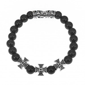 BSHE-18-02 Браслет с молитвой Пресвятой Богородице о мечте, Синий авантюрин
