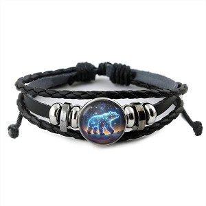 BSK-1143 Кожаный браслет Звёздный медведь