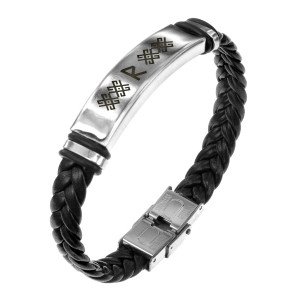 BSKR1-151 Кожаный браслет с гравировкой Руна Радуга