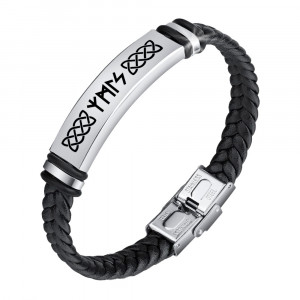 BSKR1-892 Кожаный рунический браслет Удача и защита