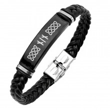 BSKR4-884 Кожаный рунический браслет Самопознание