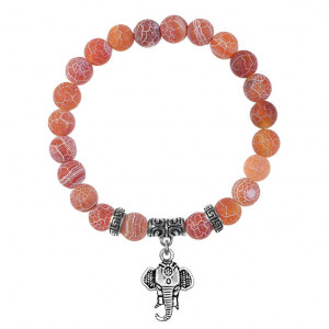 BSPE-08-26 Браслет Слон (мудрость, сила, долголетие), Африканский агат