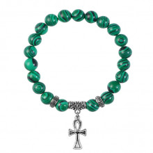 BSPE-10-32 Браслет Анкх (здоровье, счастье, долголетие), Малахит