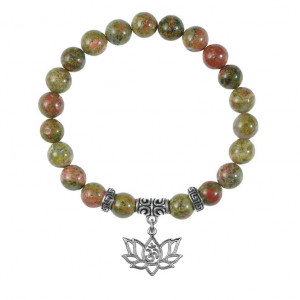 BSPE-17-30 Браслет Лотос и Ом (гармония и развитие), Унакит