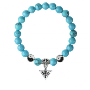 BSPE1-06-3009 Браслет Глаз (от сглаза и порчи), Бирюза 8мм