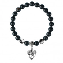 BSPE1-22-3001 Браслет Дракон (удача, могущество, успех), Чёрный агат 8мм