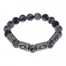 BSRB1-012-02 Браслет Получение желаемого, нат.камень Снежный обсидиан 10мм