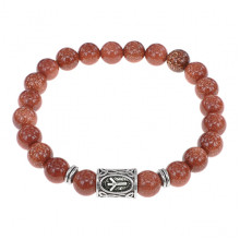 BSRD-16-01 Браслет с руной Альгиз и синт.камнем Коричневый авантюрин
