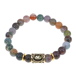 BSRG-10-25 Браслет с руной Райдо и нат.камнем Яшма