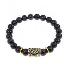BSRG-12-23 Браслет с руной Одал и нат.камнем Чёрный агат