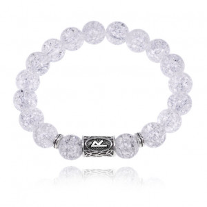 BSRC-10-16 Браслет с руной Райдо и синт.камнем Сахарный кварц 10 мм