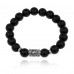 BSRC-15-24 Браслет с руной Наутиз и синт.камнем Шунгит 10 мм