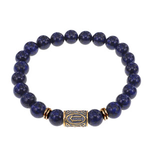 BSRN-09-10 Браслет со славянской руной Ветер и нат.камнем Лазурит, 8мм