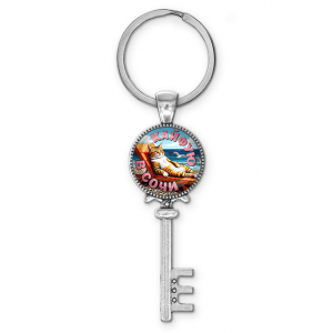 C0105044 Брелок ключ, цвет серебро, с кольцом для ключей, Кайфую в Сочи