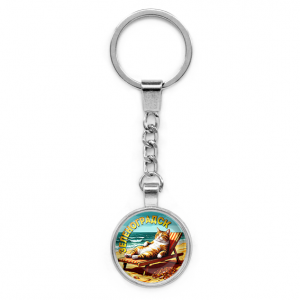 C0204022 Круглый брелок, цвет серебро, с цепочкой, Зеленоградск