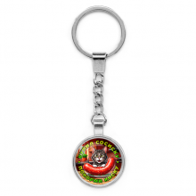 C0213022 Круглый брелок, цвет серебро, с цепочкой, Купил сосиску