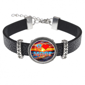 C0301011 Кожаный браслет, Я люблю море