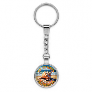 C0309022 Круглый брелок, цвет серебро, с цепочкой, На память о море