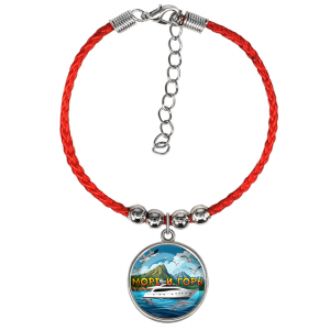 C0310047 Браслет из красного шнура, Море и горы