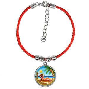 C0311047 Браслет из красного шнура, Лето, солнце, море, пляж