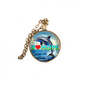 C0315028 Кулон, цвет бронза, с цепочкой, Я люблю море