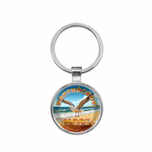 C0328021 Круглый брелок, цвет серебро, Балтийское море