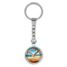 C0328022 Круглый брелок, цвет серебро, с цепочкой, Балтийское море