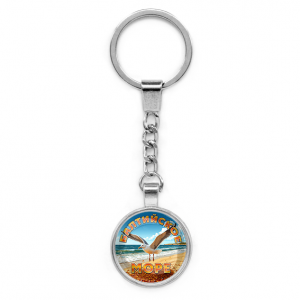 C0328022 Круглый брелок, цвет серебро, с цепочкой, Балтийское море