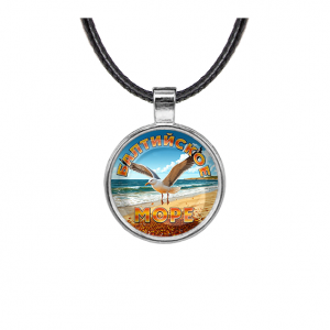 C0328027 Кулон, цвет серебро, со шнурком, Балтийское море