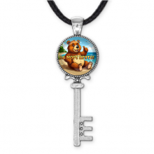 C0330043 Кулон ключ, цвет серебро, со шнурком, На море круто