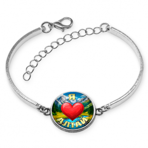 C0408046 Браслет металлический, цвет серебро, Я люблю Алтай