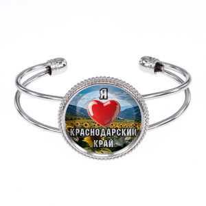 C0503034 Браслет металлический, цвет серебро, Я люблю Краснодарский край