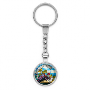 C0506022 Круглый брелок, цвет серебро, с цепочкой, Краснодарский край