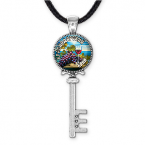 C0506043 Кулон ключ, цвет серебро, со шнурком, Краснодарский край